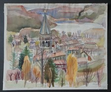 Aquarelle   PAYSAGE ALSACE