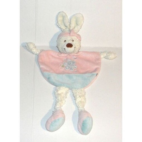 Doudou lapin plat beige rose - doudou,