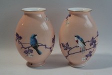 Paire Vases opaline Oiseau et