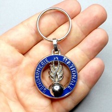 French Gendarmerie Nationale. Vintage Large Enamel Medal. Key Ring Pendant.