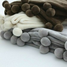 Faux Vison Fourrure Polaire Couverture Pom Double Couche Canapé Lit Chaud NR9