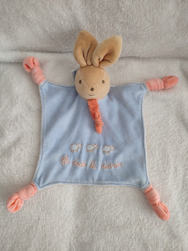 Doudou plat lapin - lapin, rose