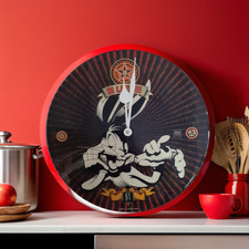 Horloge murale vintage, 30 cm, ronde à pile, sans chiffres, verre 2 couleurs