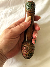 Antique French 1930's Hand Carved Painted Parasol or Swagger Stick/cane Handle