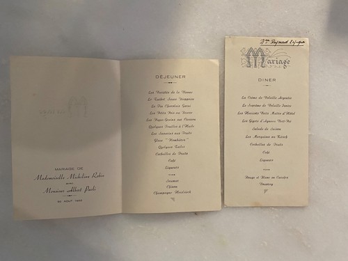 Ancien menu restaurant - , mariage
