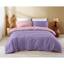 Housse de couette double face violet/lilas - 100 % coton, douce et respirante, f