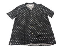 Chemise hawaïenne soie Old Navy noir et blanche ananas taille M #635h