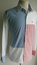 Chemise  Homme Tissu Carreau Coton Vichy.  Bleu  Blanc  Rouge  Taille   Xl.