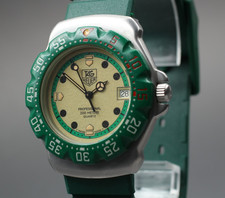 Montre TAG Heuer Formula 1 WA1212 cadran ivoire lunette verte bracelet d'origine