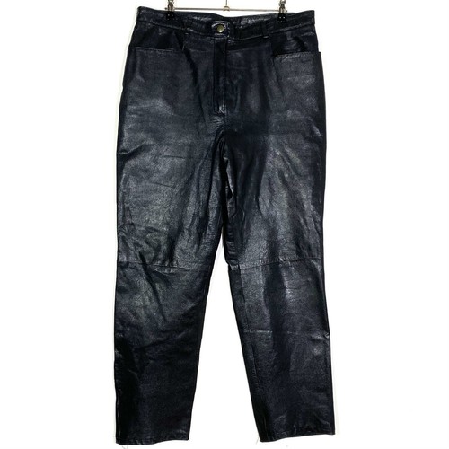 Pantalon cuir noir vintage - cuir,