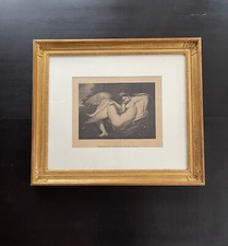 Grande gravure curiosa Leda et le cygne d'après Miche Ange superbe encadrement