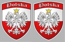 2 STICKERS POLOGNE POLSKA DRAPEAU AIGLE BLASON - TAILLE : 5cm REF : PB489