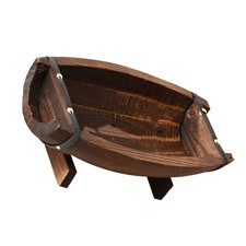  Petit seau en bois demi-tonneau jardinières Pots de plantes Vintage 11.7x6.2