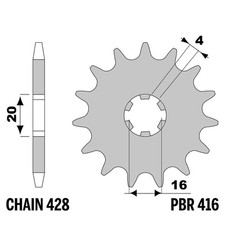 YAMAHA RD-DX 200 1975-1977 pignon avant PBR pas 428 16 Dents