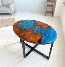 Époxy Table, Dîner, Canapé, Centre Table Top Live Bord Bois Table avec Stand