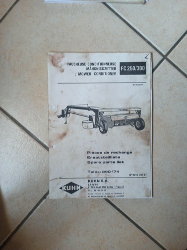 Livret piece kuhn faucheuse - piece,