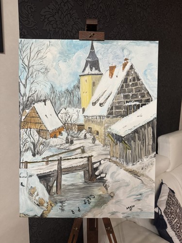 Tableau paysage neige - tableau,