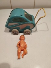 Baigneur Petitcollin Années 50 En Celluloïd 8cm + Poussette Même Matière/Même...