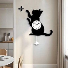 Horloge murale chat papillon