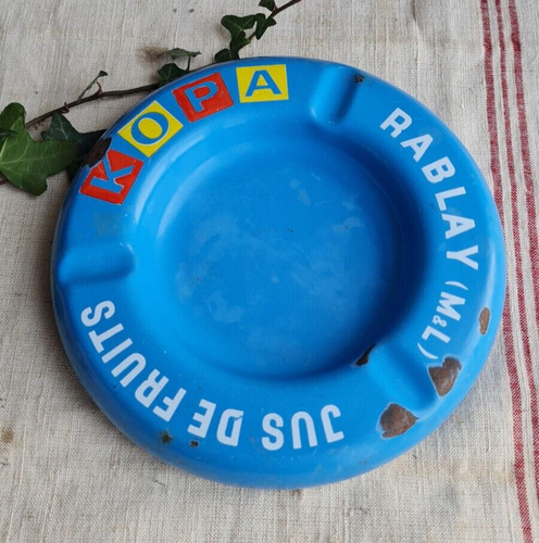 Ancien cendrier rond bleu - cendrier,