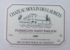 etiquette vin Château Moulin des  Laurets 1990 75cl puisseguin-saint-émilion 