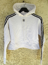 Sweat à capuche ADIDAS rétro vintage sport TREFOIL crop top femme hoodie 36 UK 8