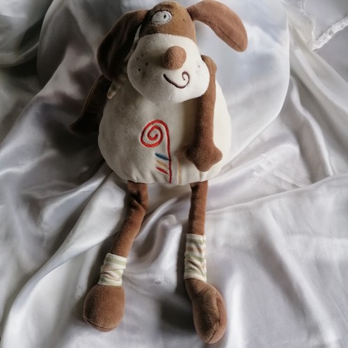Doudou chien blanc marron - doudou,