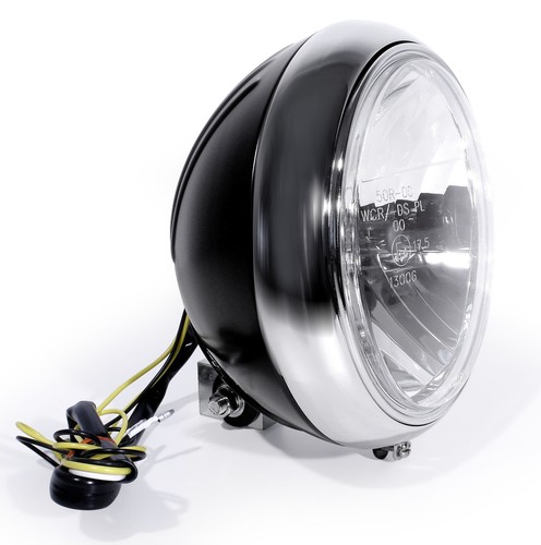 Phares noirs chrome - 7",