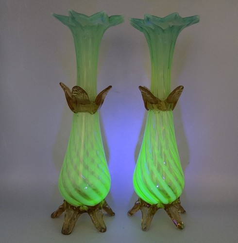 Paire vases verre soufflé - paire, de