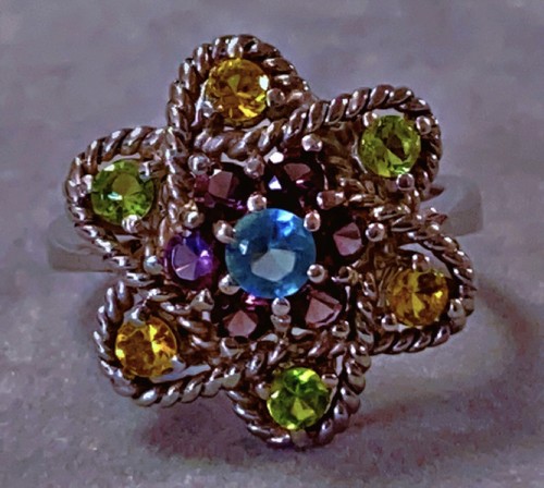 Bague argent citrine - , péridot