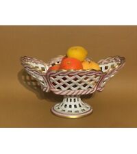 Corbeille à fruits ajourée rose doré Porcelaine de Limoges ancienne 
