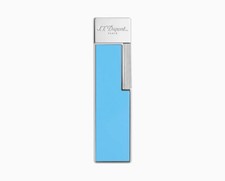 S.T. DUPONT Briquet Twiggy Flamme À Torche Plate Finition Chrome Bleu 030007
