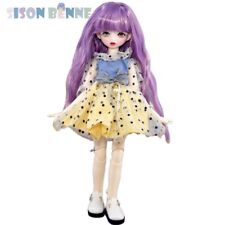 30cm BJD Doll SD Poupée Fille + Maquillage + Yeux Bicolores + Perruque Violette