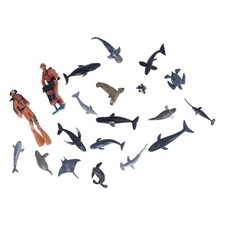 Lot De 20 Figurines D'animaux Marins Réalistes Assortiment De 2 Plongeurs