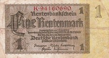 billet ALLEMAGNE 1 rentenmark  berlin 30 janvier 1937  circulé