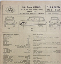 Fiche technique automobile CITROEN AMI 6 - Break