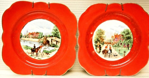 Vtg pair plates equestrian - vtg,