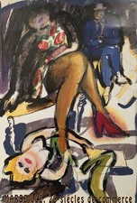 Tableau ancien 5 affiches Marseille 26 siècles de commerce OM Galerie Calliope