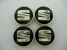 ORIGINAUX 4Pcs NOIR 56 mm SEAT IBIZA LEON  Logo Centre de roue d'origine