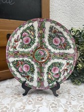 Assiette en Porcelaine de Macao Décor Fleurs et Oiseaux époque XXe Canton Rose