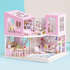 Mini maison de poupée modèle chalet chambre sans housse de protection enfants