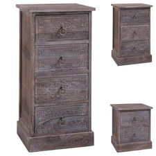 Table de chevet chiffonnier en bois paulownia style vintage ethnique bohême brun