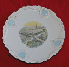 rare assiette exposition universelle 1900 Paris tour eiffel monuments