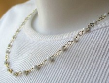 Elégant collier IKITA plaqué or S.steel petites perles blanches bijou rétro 1917