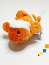 Peluche/Doudou Némo Poisson Clown Orange Blanc Noir Rayé 18*10cm - Nature Planet