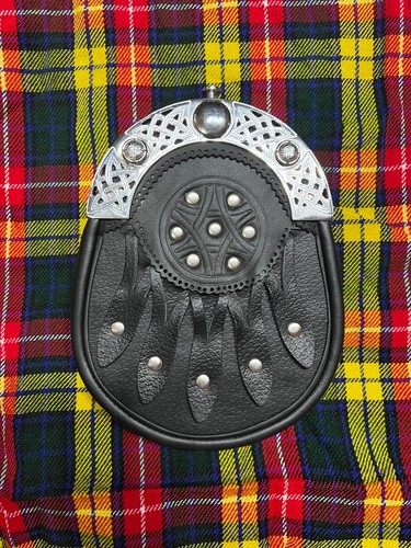 Sporran cuir noir - noir, kilt
