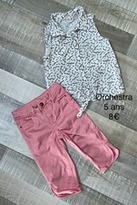 Orchestra 5 ANS FILLE / Chemisier Top Fleuri Et Bermuda Corsaire Rose Été TBE