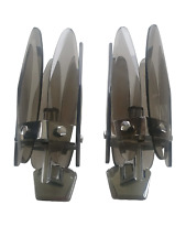 Paire d'appliques murales italienne Veca Fontana Arte chromée verres fumés vinta