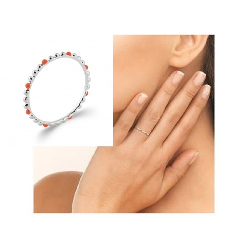 Bague petites boules - , corail
