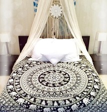 Tenture Murale Indienne Hippie Éléphant Mandala Couvre Lit Tapisserie Boho